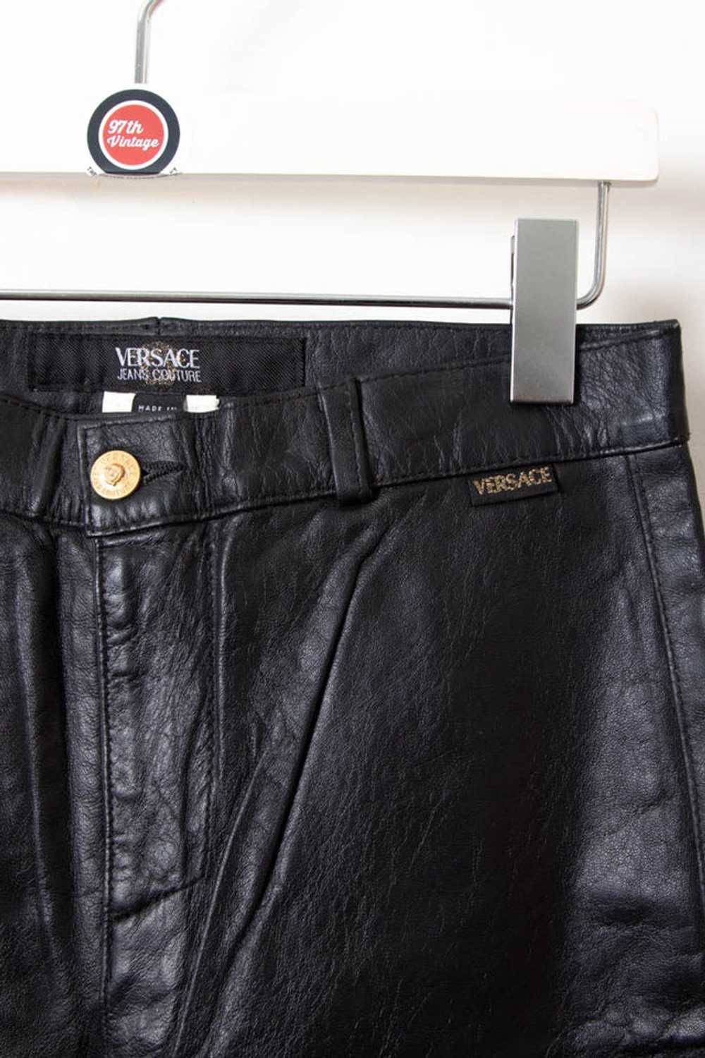 Women's Versace High Waisted Leather Pants (W28) - image 4