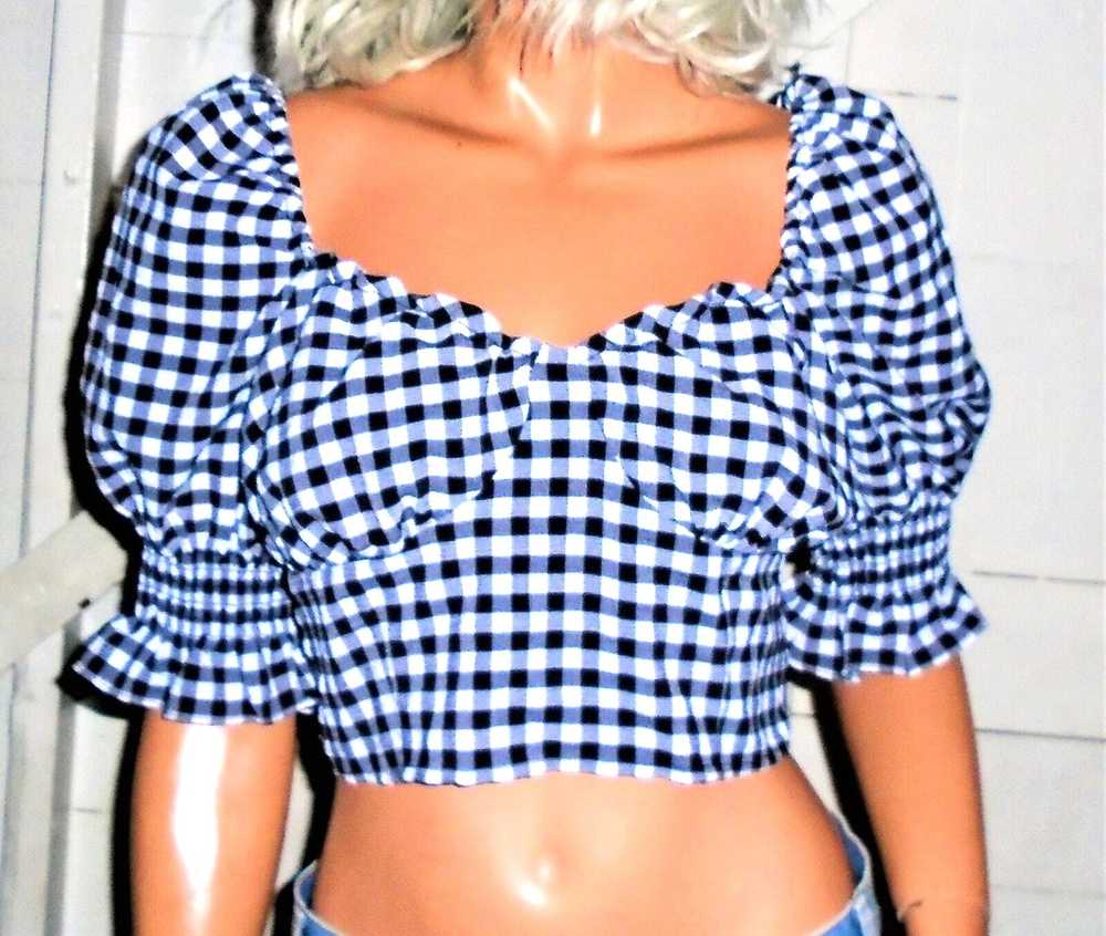 Divided Divided Black White Gingham Cropped Boho … - image 1