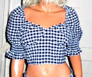 Divided Divided Black White Gingham Cropped Boho … - image 1