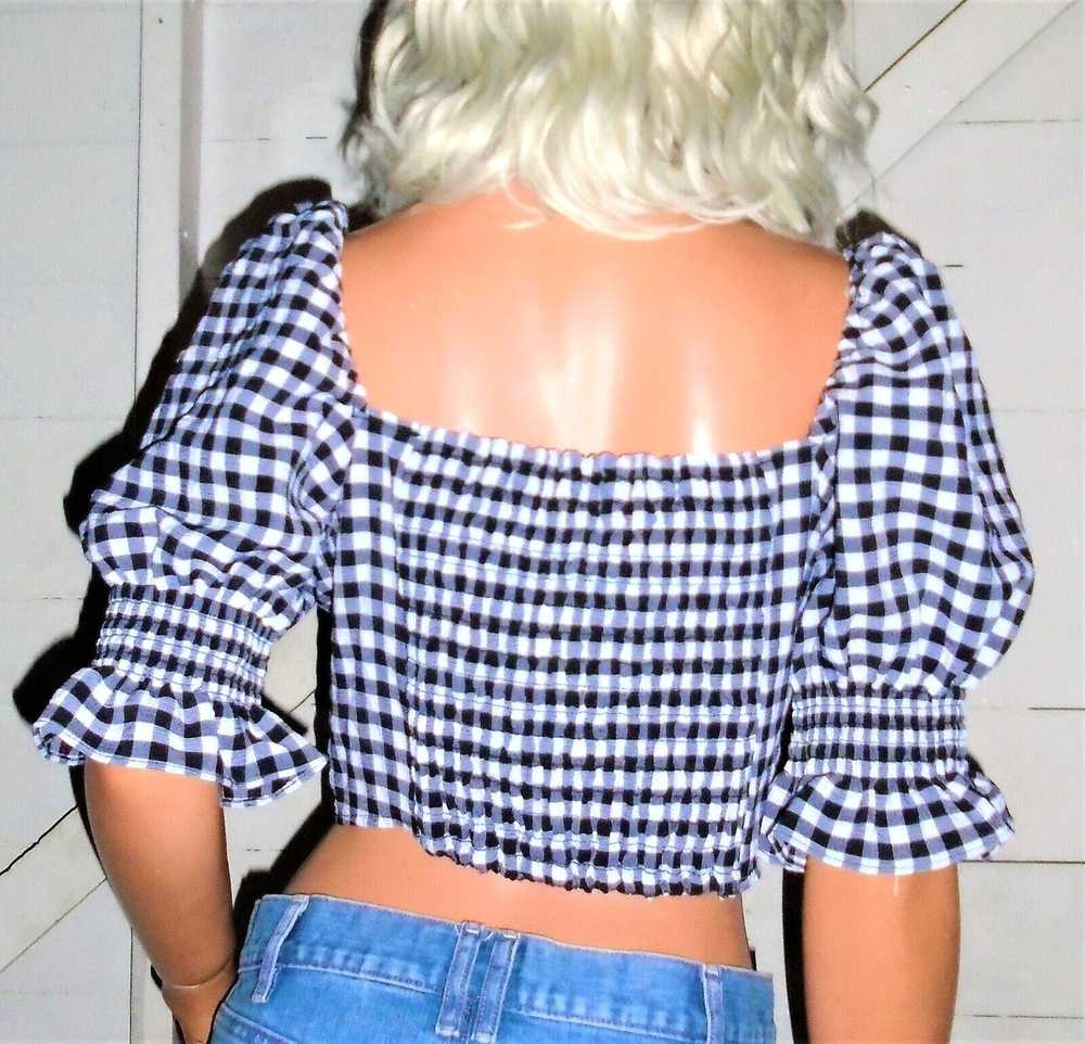 Divided Divided Black White Gingham Cropped Boho … - image 4