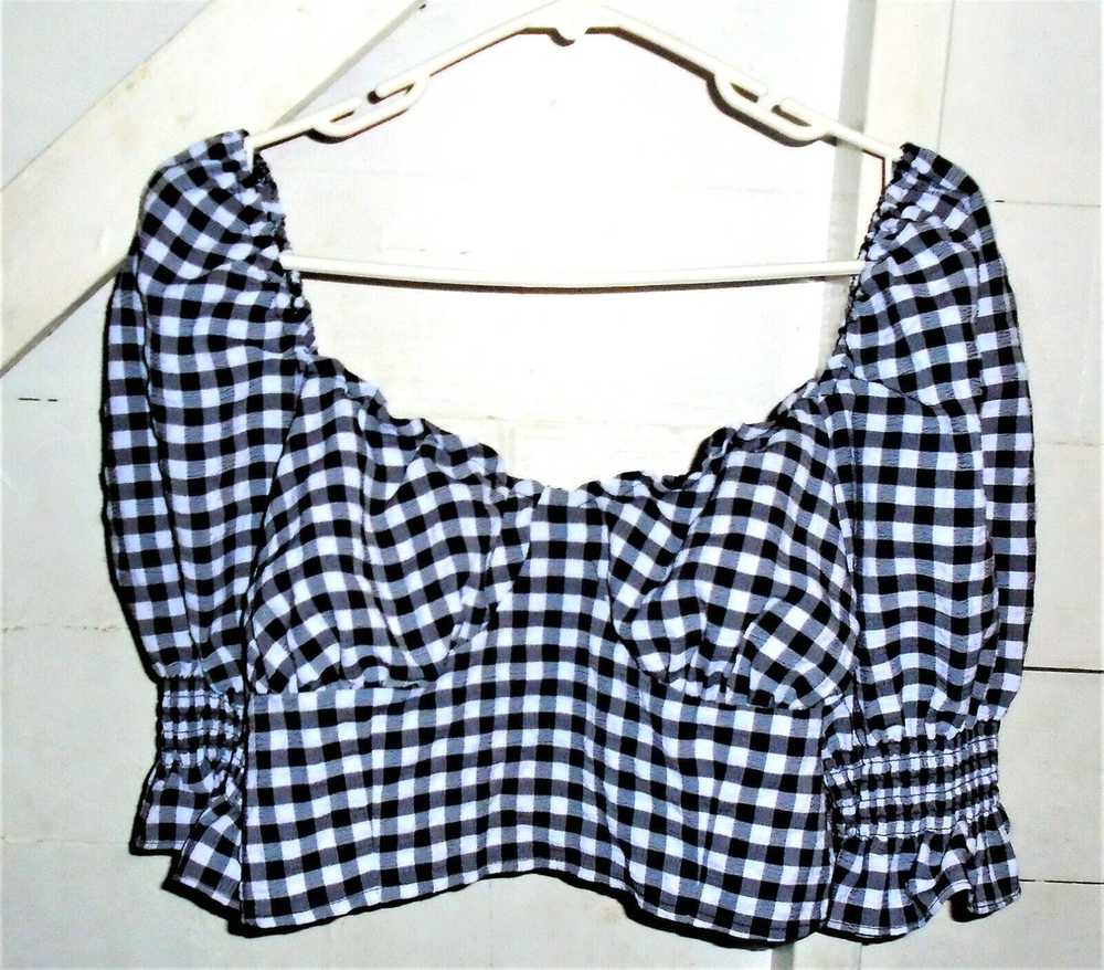 Divided Divided Black White Gingham Cropped Boho … - image 8