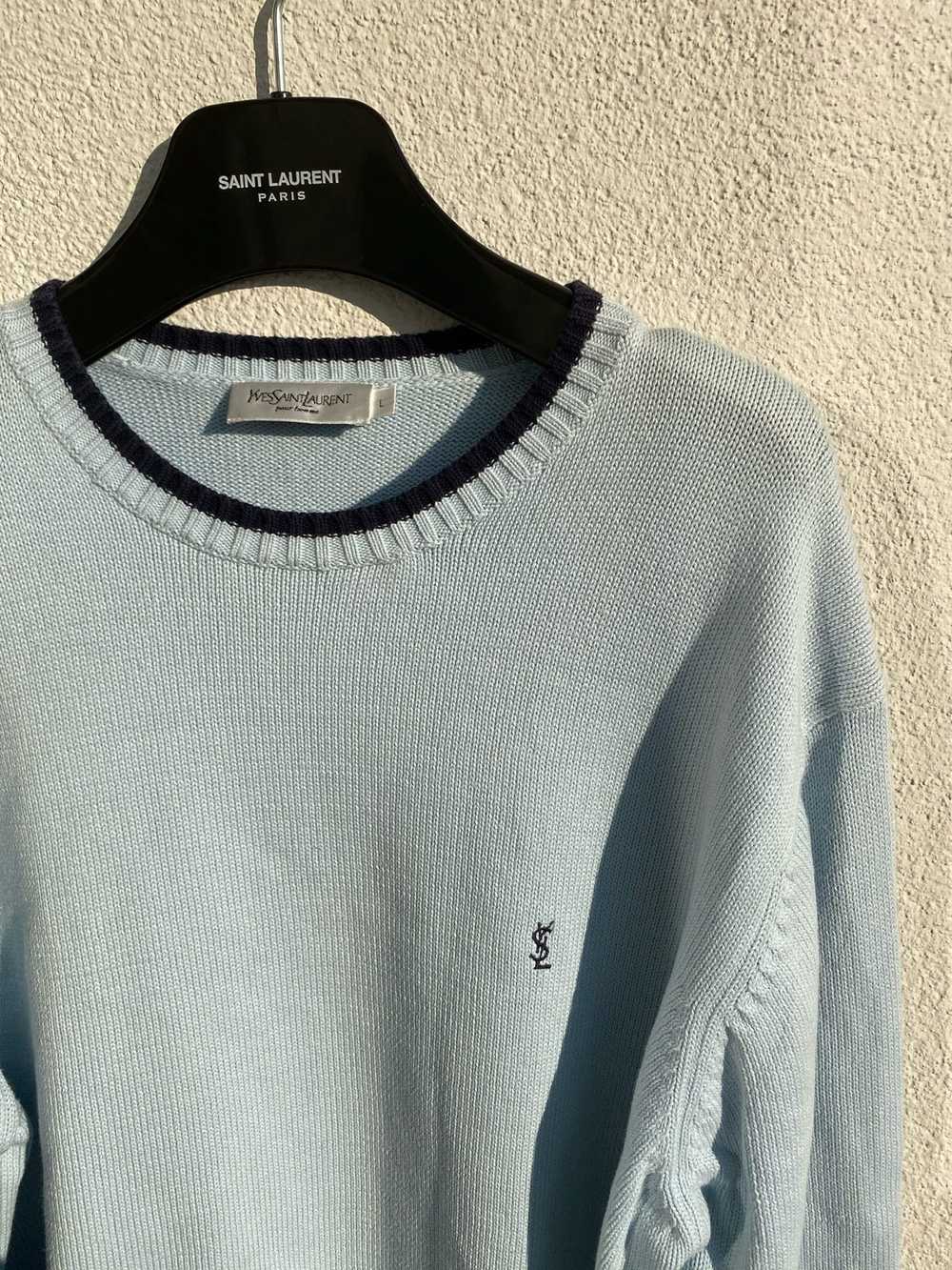 Yves Saint Laurent Blue YSL Knit Sweater - image 1