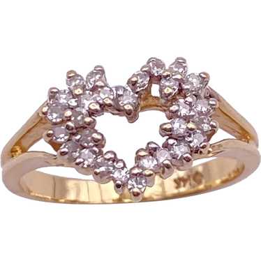 Diamond HEART Ring 14K Gold .28 Carat TW - image 1