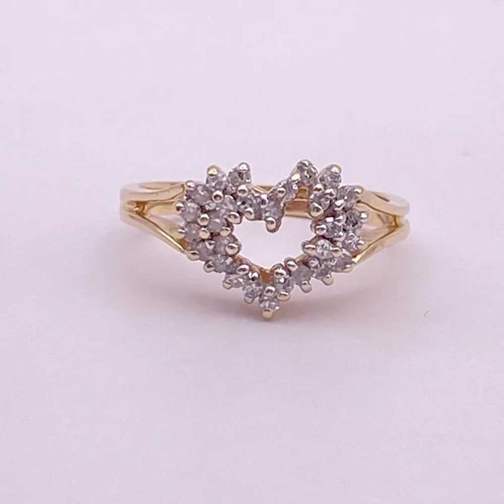 Diamond HEART Ring 14K Gold .28 Carat TW - image 5