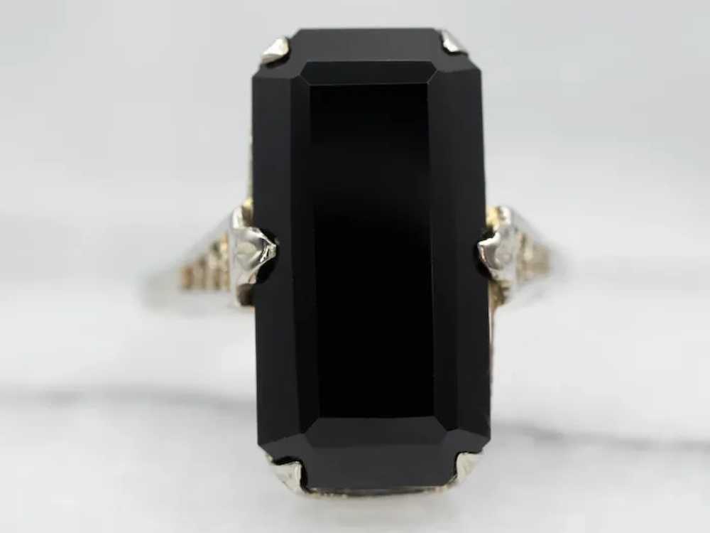 Antique Art Deco Black Onyx Ring - image 2
