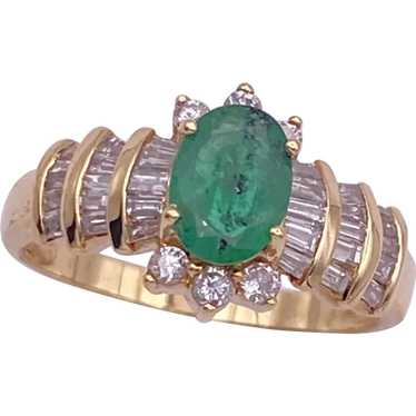 Natural Emerald And Diamond Vintage Ring 1.32 Car… - image 1