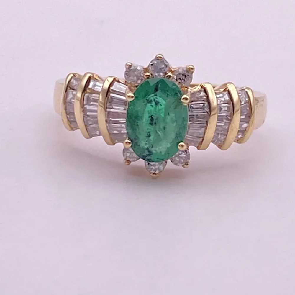 Natural Emerald And Diamond Vintage Ring 1.32 Car… - image 2