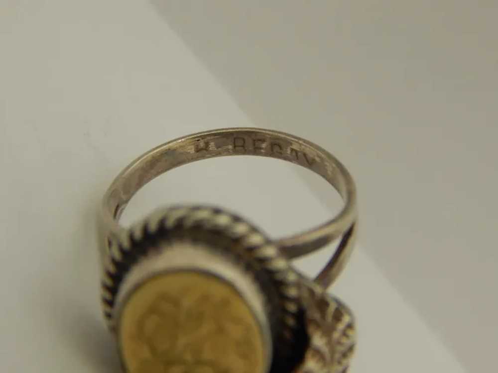 Sterling Scrimshaw Ring Signed BEGAY Size 6.5 - image 5