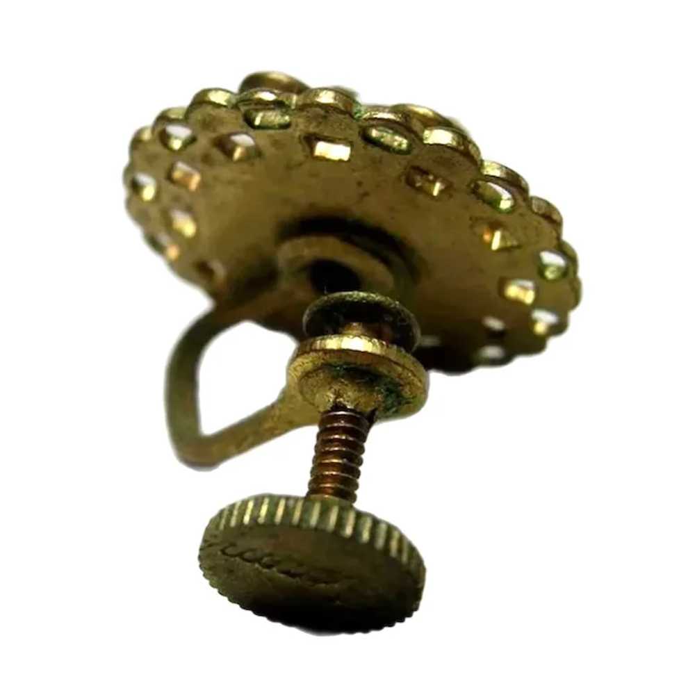 Signed Rhinestone Earrings Signed "Charm" - Screw… - image 3