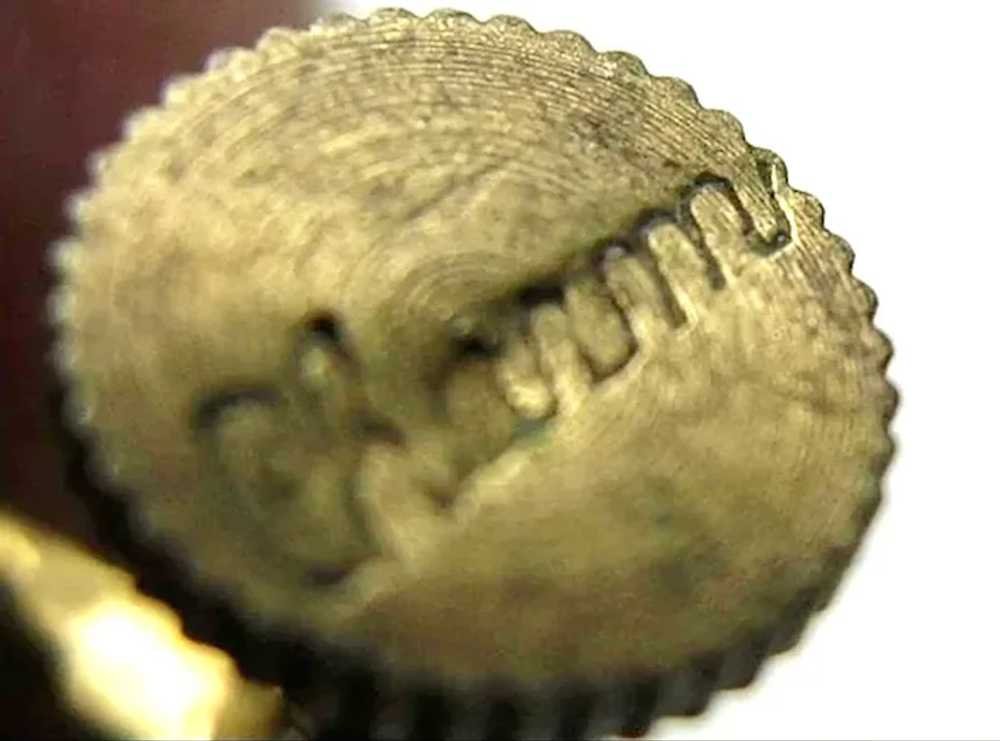 Signed Rhinestone Earrings Signed "Charm" - Screw… - image 4