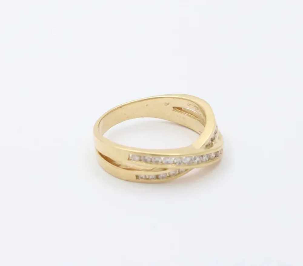Vintage Crossover Diamonds 14K Yellow Gold Ring - image 5
