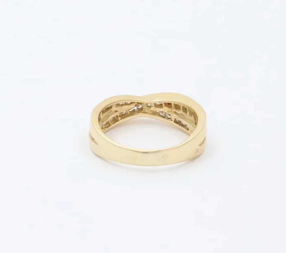 Vintage Crossover Diamonds 14K Yellow Gold Ring - image 6