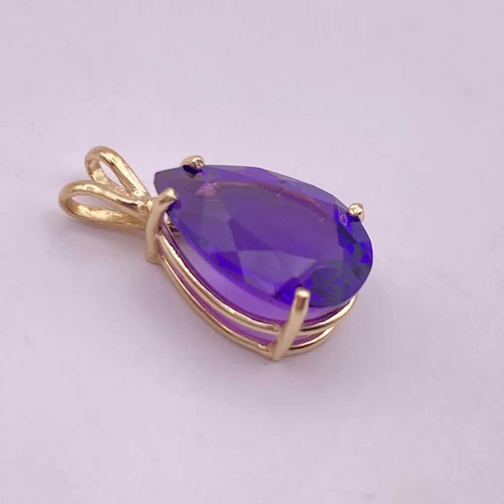 Pear Faceted Amethyst Pendant 4.85 Carat 14K Gold - image 2