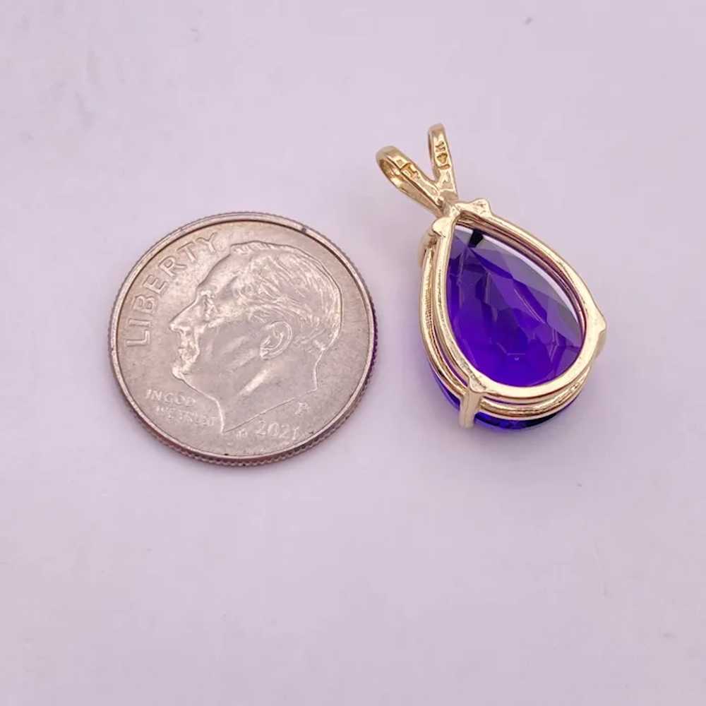 Pear Faceted Amethyst Pendant 4.85 Carat 14K Gold - image 3