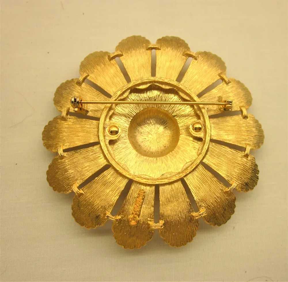 Sarah Coventry HUGE Whimsical Sunflower Goldtone … - image 2