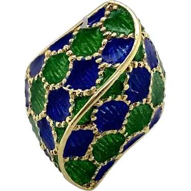 14K Yellow Gold Enamel Ring