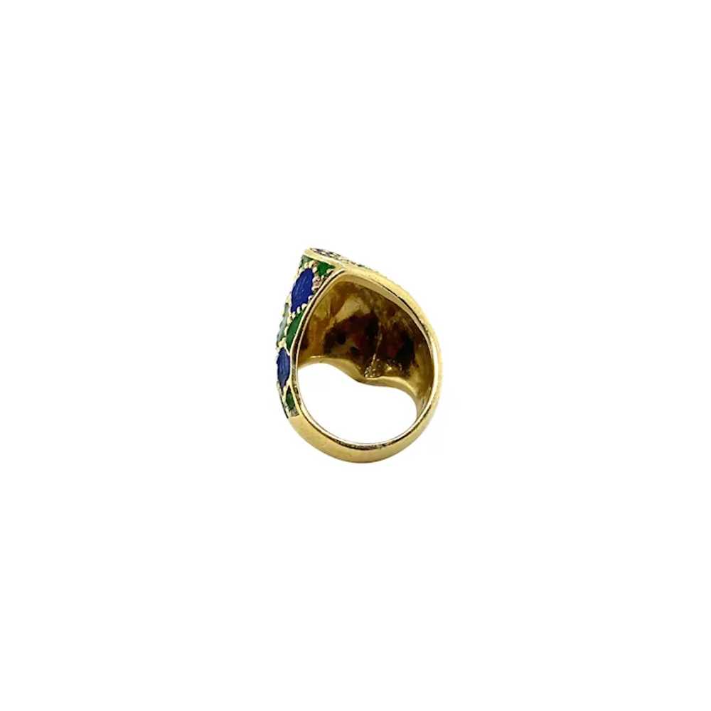 14K Yellow Gold Enamel Ring - image 3
