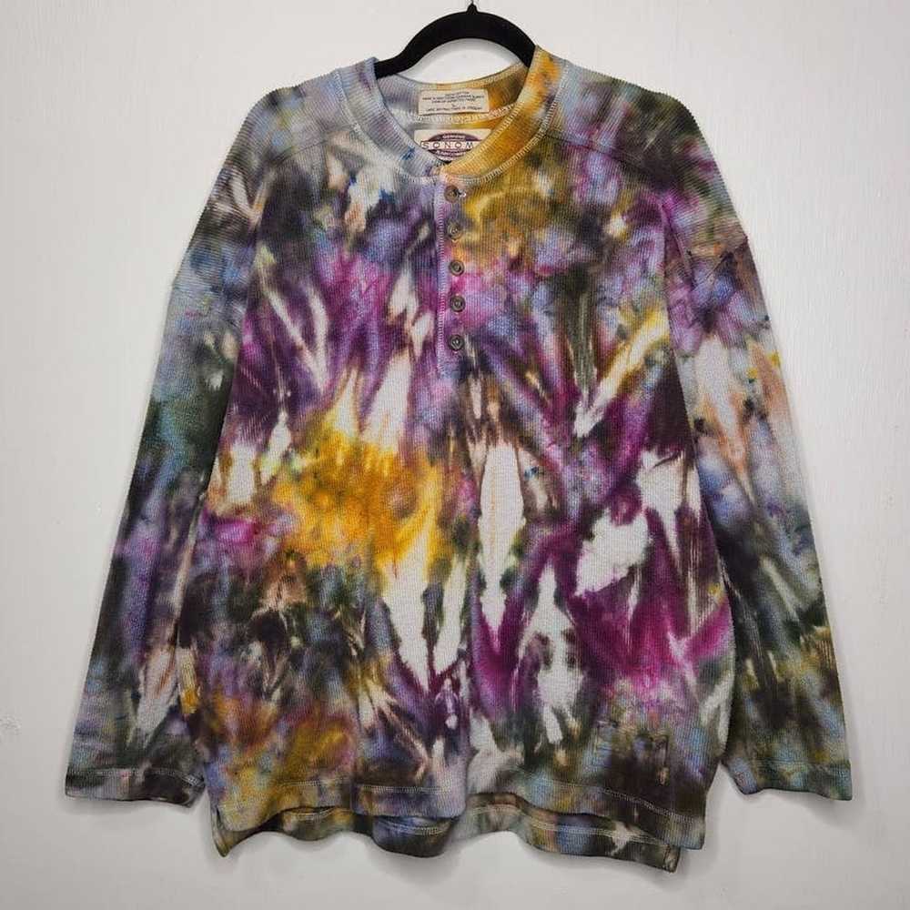 Vintage Vintage Ice Tie Dye Heavy Thick Henley So… - image 2