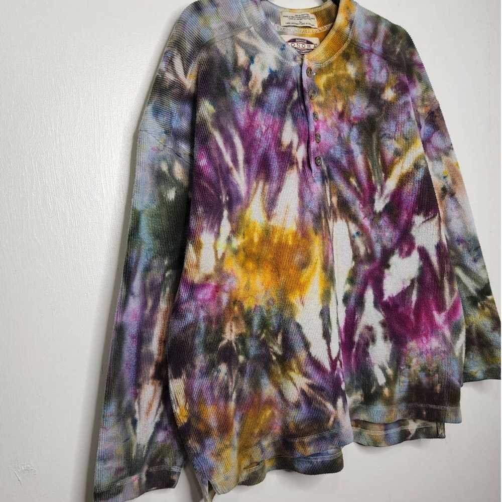 Vintage Vintage Ice Tie Dye Heavy Thick Henley So… - image 3