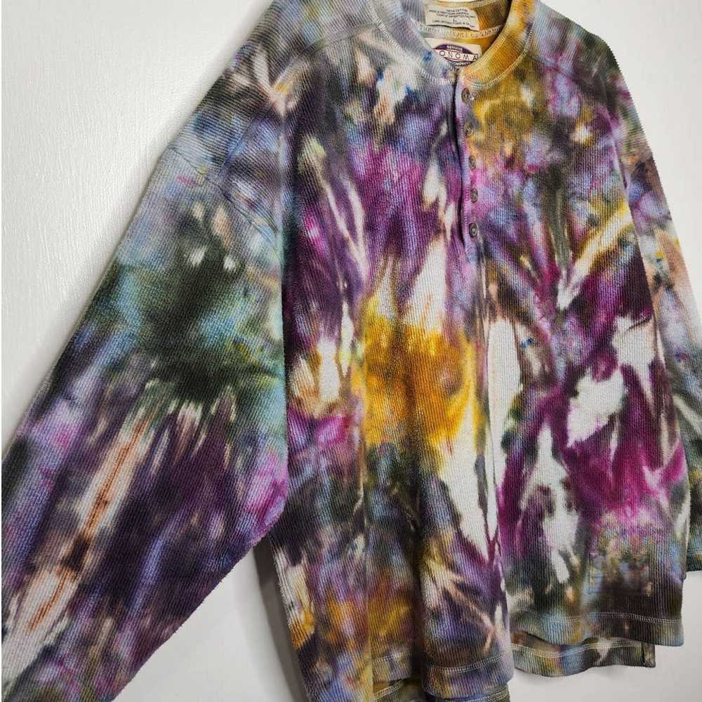 Vintage Vintage Ice Tie Dye Heavy Thick Henley So… - image 5