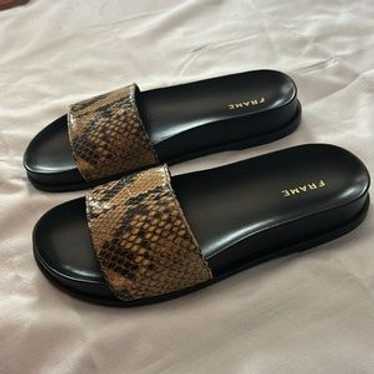 Frame Le Osborne Python-Embossed Leather Slides - image 1
