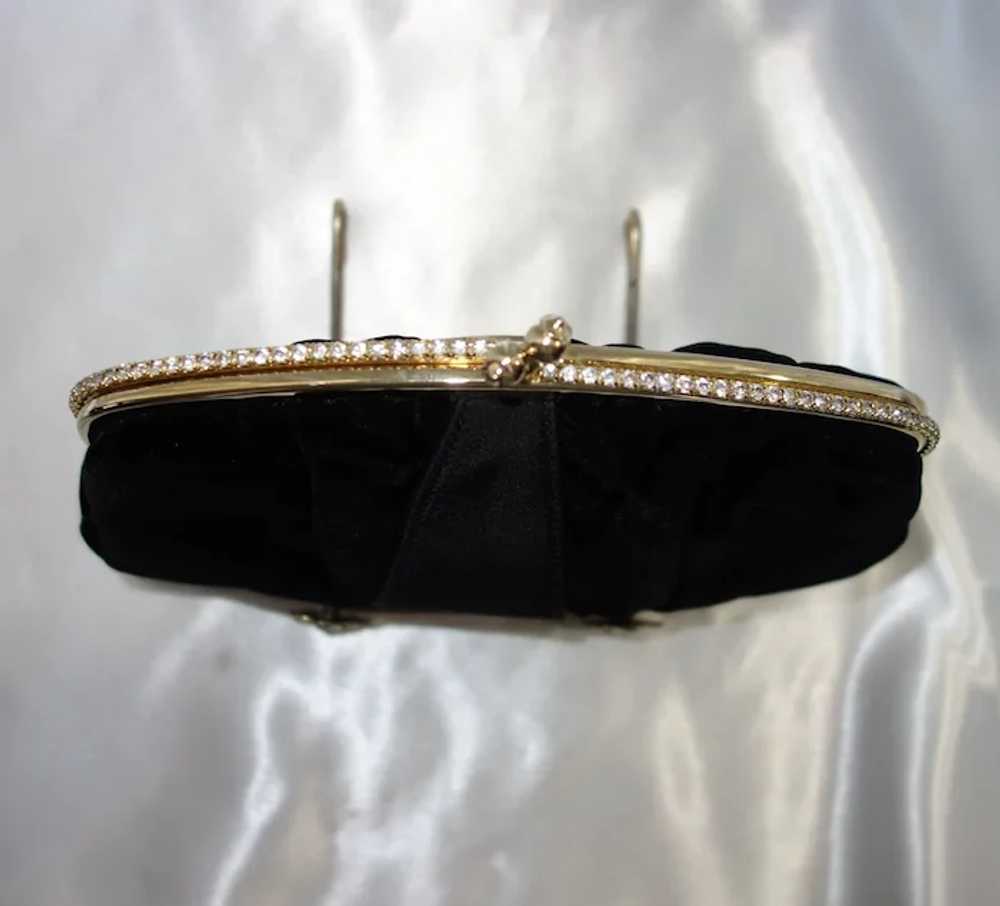 Vintage Black Velvet Evening Bag with Rhinestone … - image 3