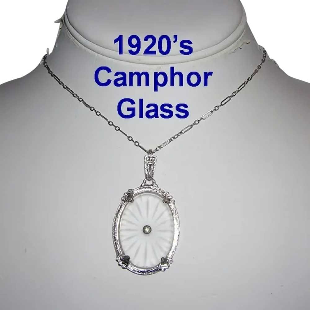 1920's Art Deco CAMPHOR GLASS Bold Necklace - image 1