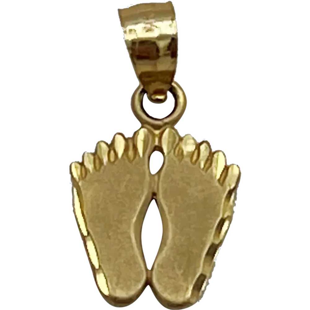 14K Baby Feet Pendant - image 1