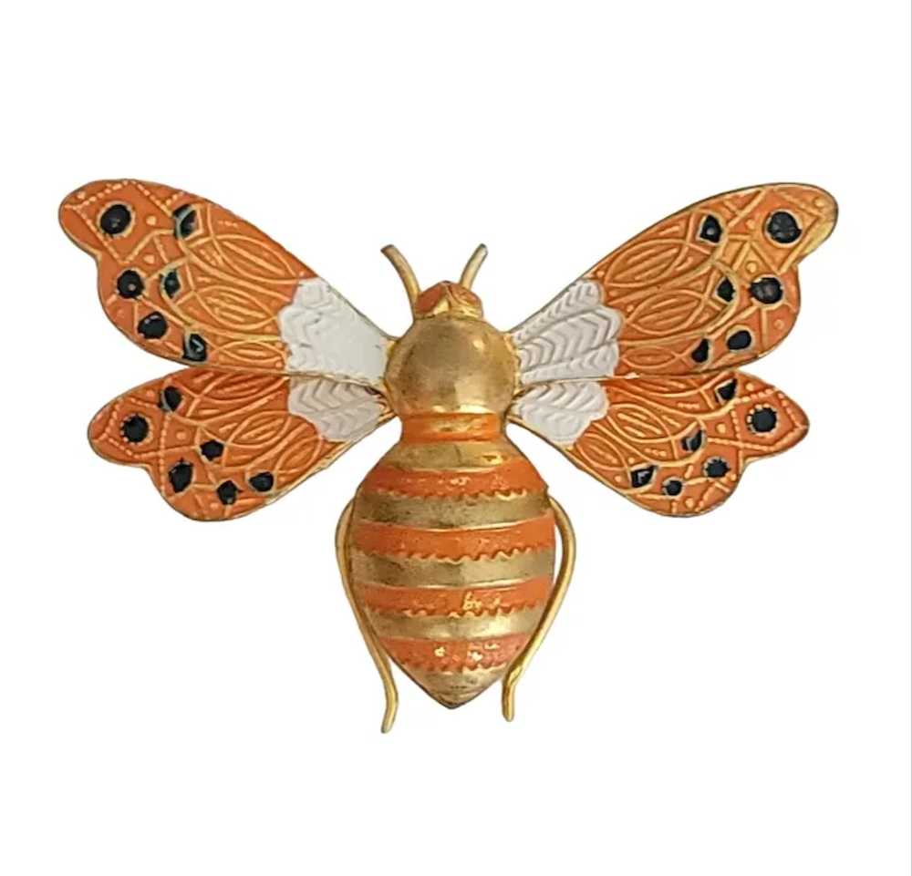Spain Enamel Toledo Ware Metal Insect Moth Brooch… - image 11