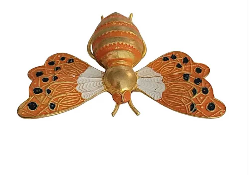 Spain Enamel Toledo Ware Metal Insect Moth Brooch… - image 7