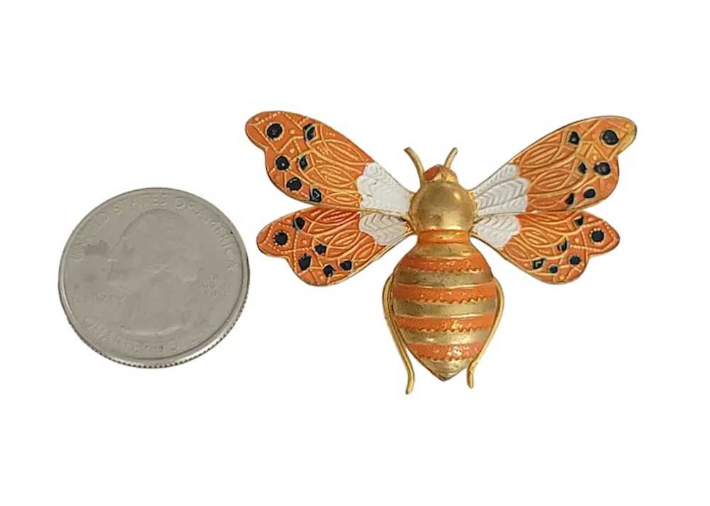 Spain Enamel Toledo Ware Metal Insect Moth Brooch… - image 8