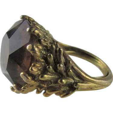 Vintage Gold Tone Costume Ring With Faux Gold Col… - image 1