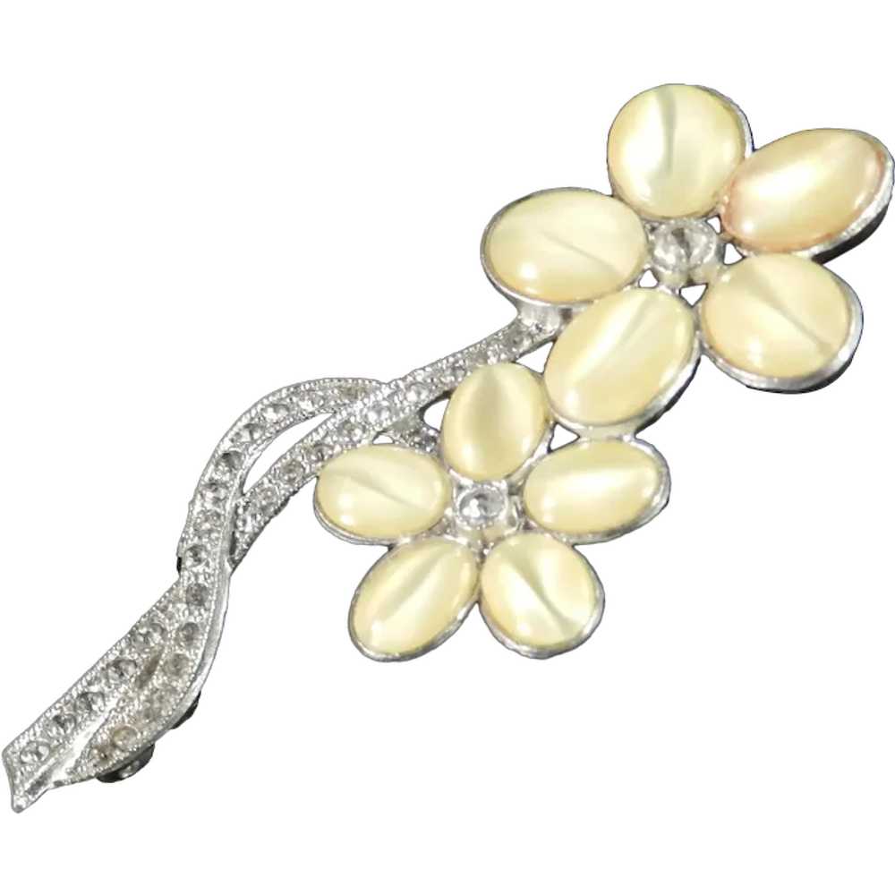 Art Deco Era Rhinestone Moonglow Faux Moonstone B… - image 1