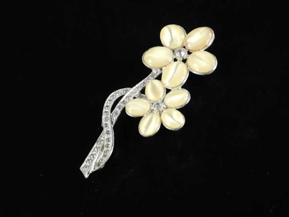 Art Deco Era Rhinestone Moonglow Faux Moonstone B… - image 2