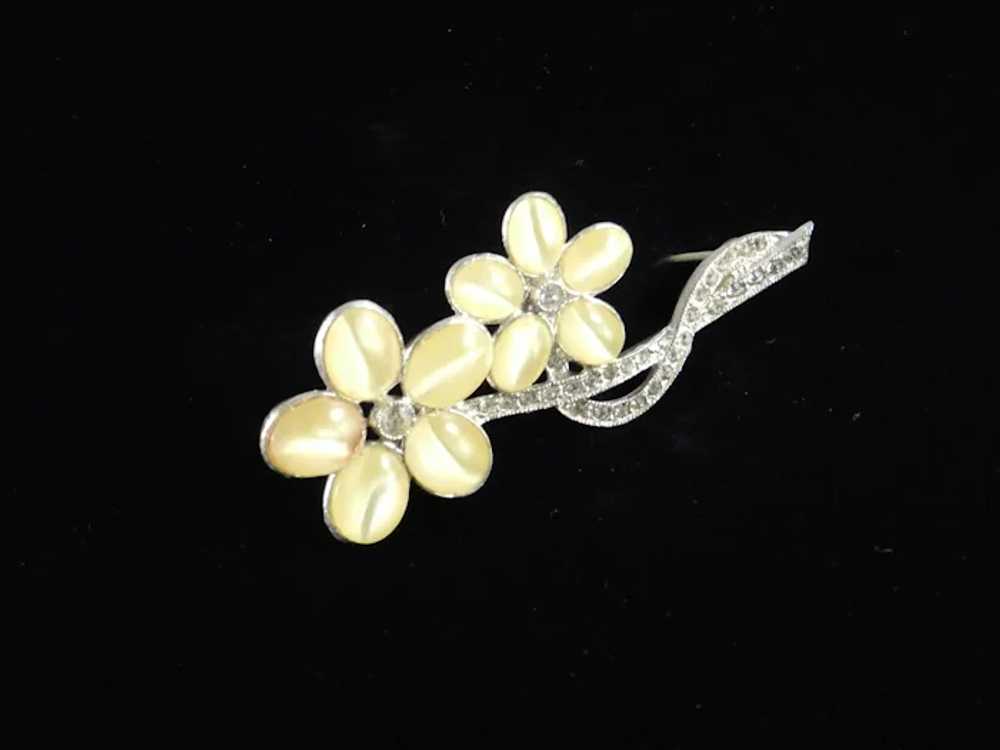 Art Deco Era Rhinestone Moonglow Faux Moonstone B… - image 4