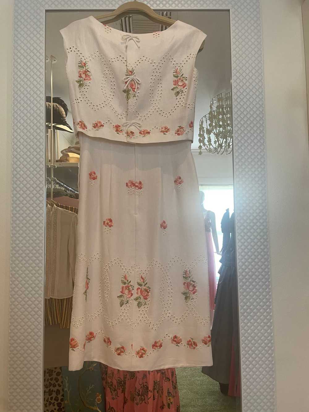 White & Floral Linen Eyelet Dress (Two pieces) by… - image 2