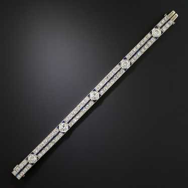 Art Deco Platinum Diamond Calibre Sapphire Bracele