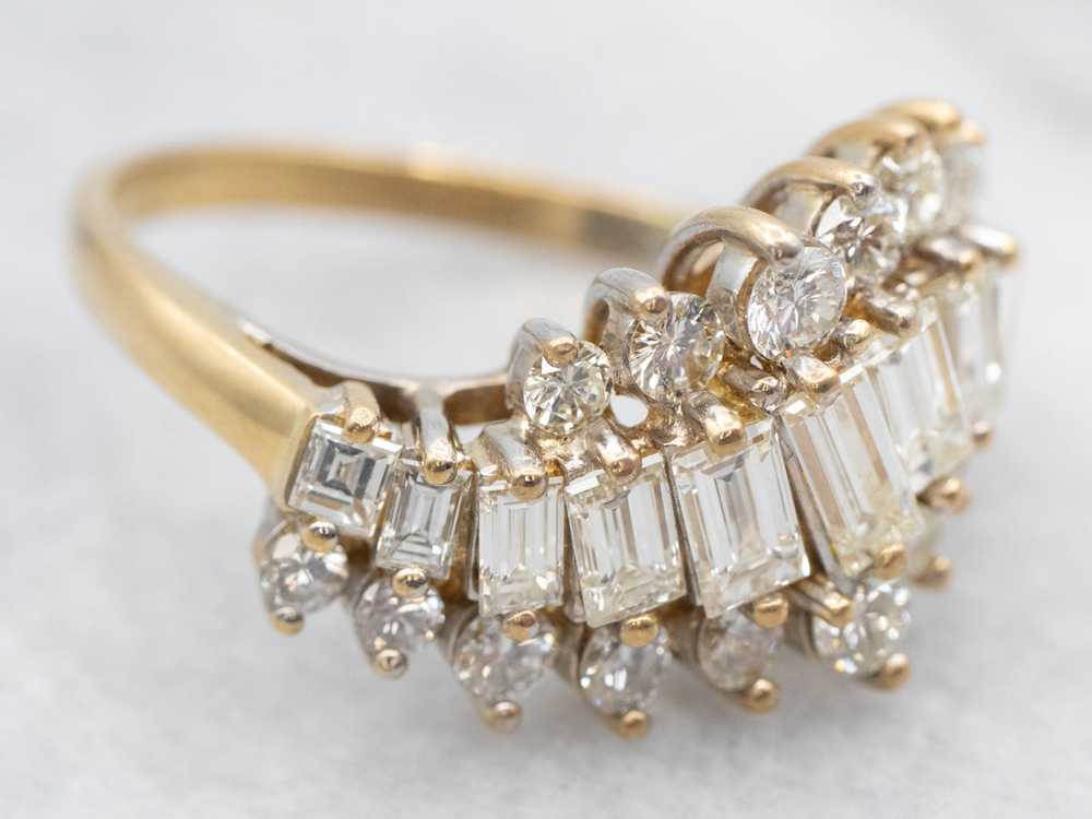 Vintage 18K-Gold Diamond Cocktail Ring - image 2