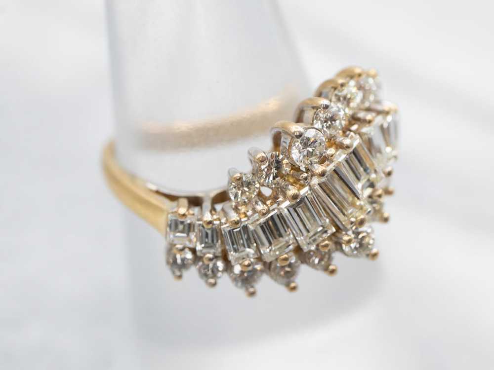 Vintage 18K-Gold Diamond Cocktail Ring - image 4