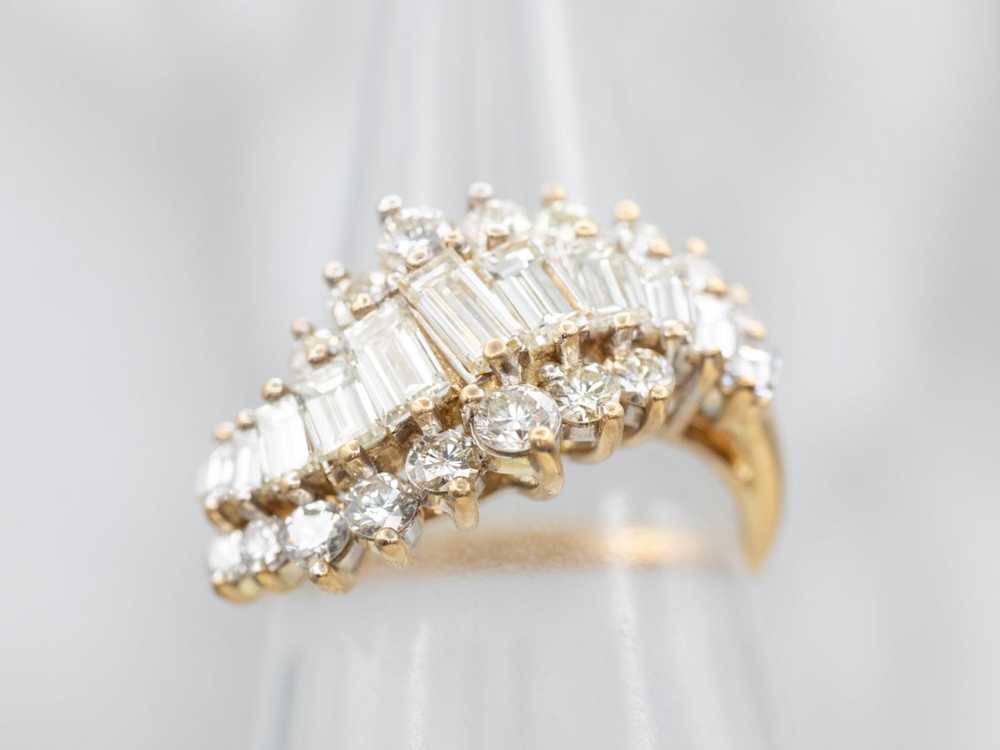 Vintage 18K-Gold Diamond Cocktail Ring - image 5
