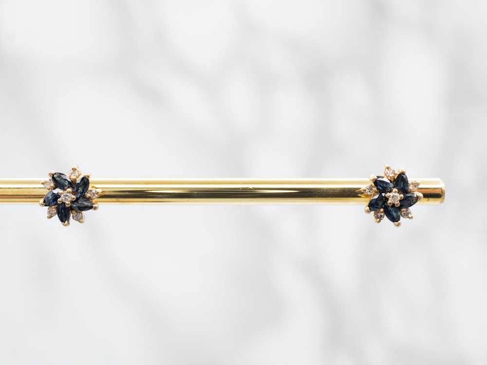 Floral Sapphire and Diamond Stud Earrings - image 5