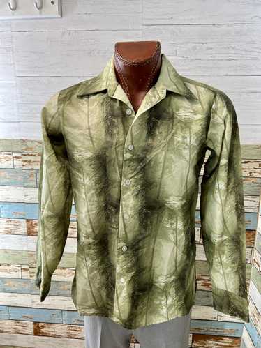 70’s Green Forrest Disco Print Shirt By Joe Namath