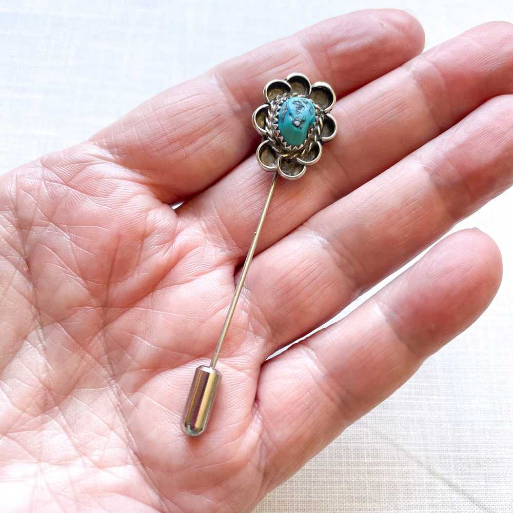 Vintage Silver Turquoise Southwestern Stick Pin/B… - image 10