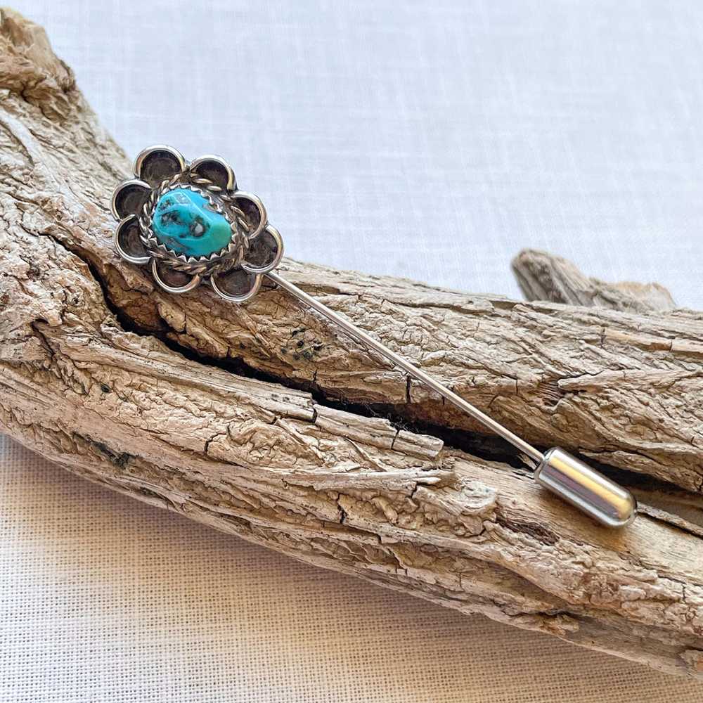 Vintage Silver Turquoise Southwestern Stick Pin/B… - image 2