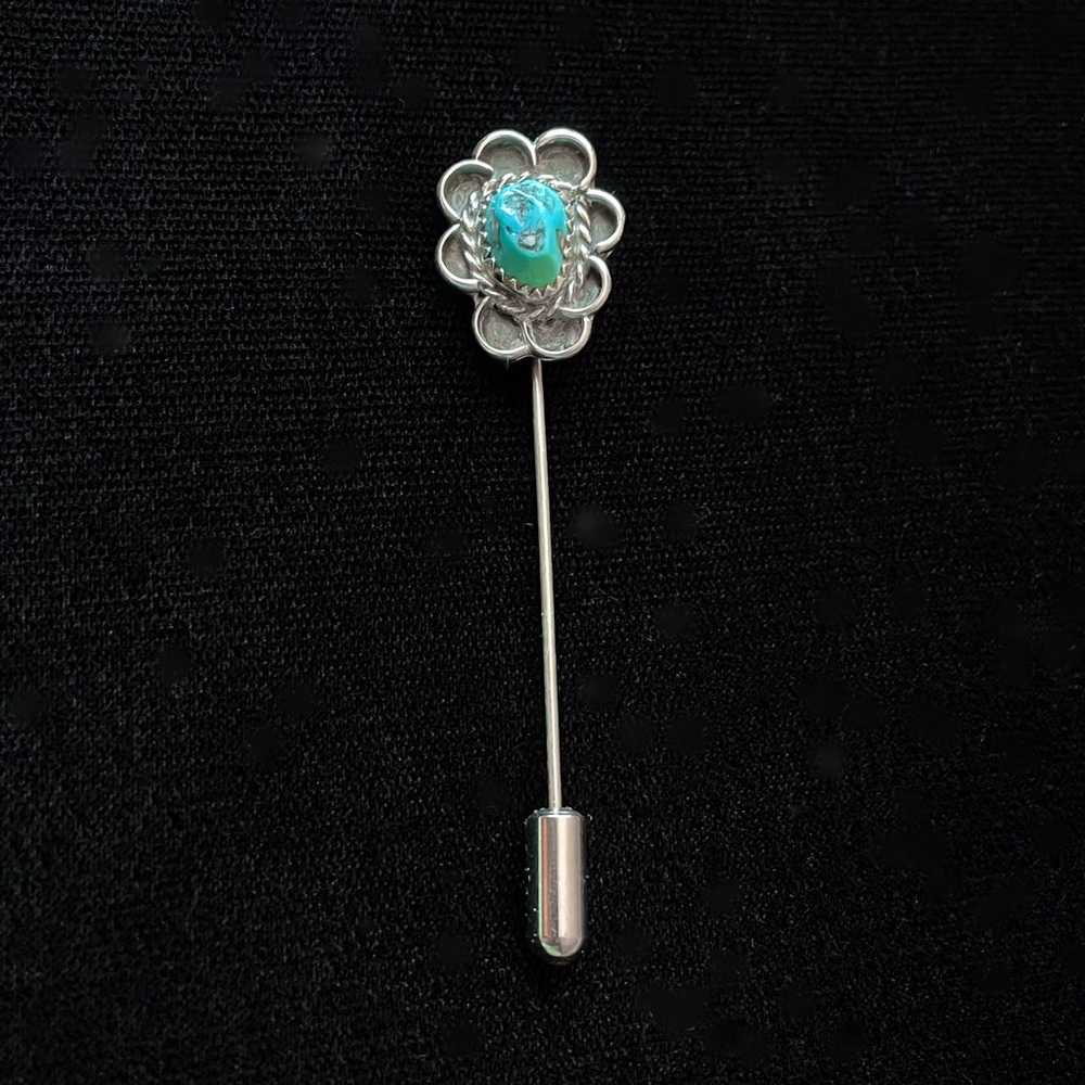 Vintage Silver Turquoise Southwestern Stick Pin/B… - image 4