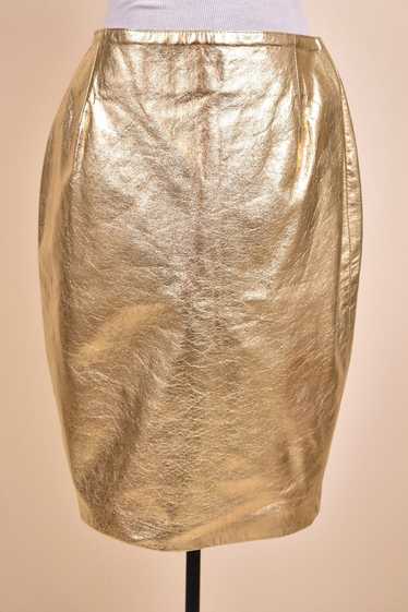 Gold NWT 90s Leather Skirt By Kenar, S