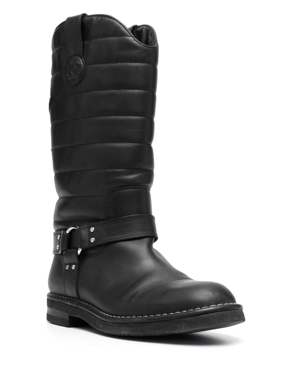 CHANEL Pre-Owned 2010 CC quilted knee-high boots … - image 2