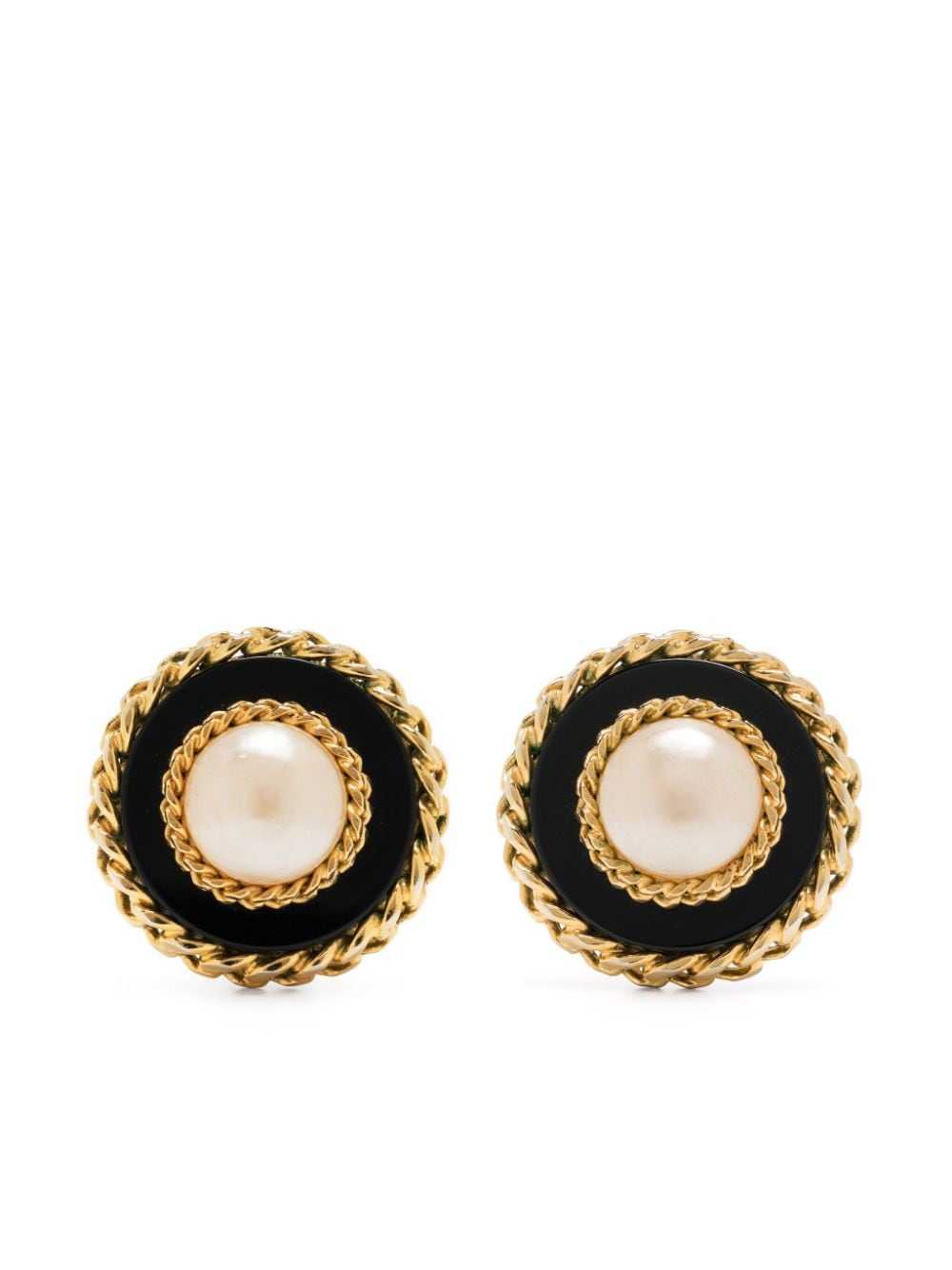 CHANEL Pre-Owned 1986 faux-pearl clip-on earrings… - image 1