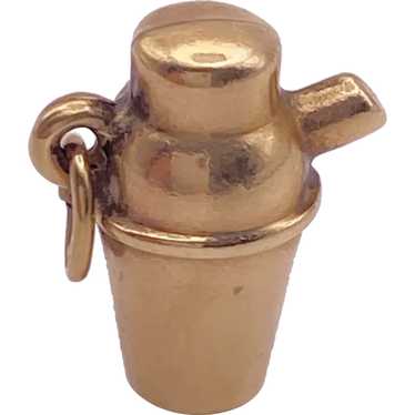 Cocktail Shaker Vintage Charm 14K Gold Three-Dime… - image 1