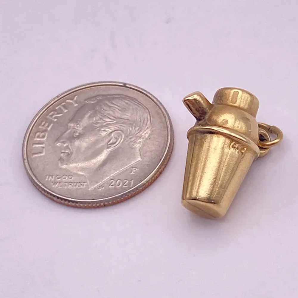 Cocktail Shaker Vintage Charm 14K Gold Three-Dime… - image 2